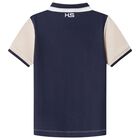 Boys White & Navy Blue Logo Polo Shirt, 2, hi-res