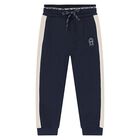 Younger Boys Navy Blue Logo Joggers, 1, hi-res