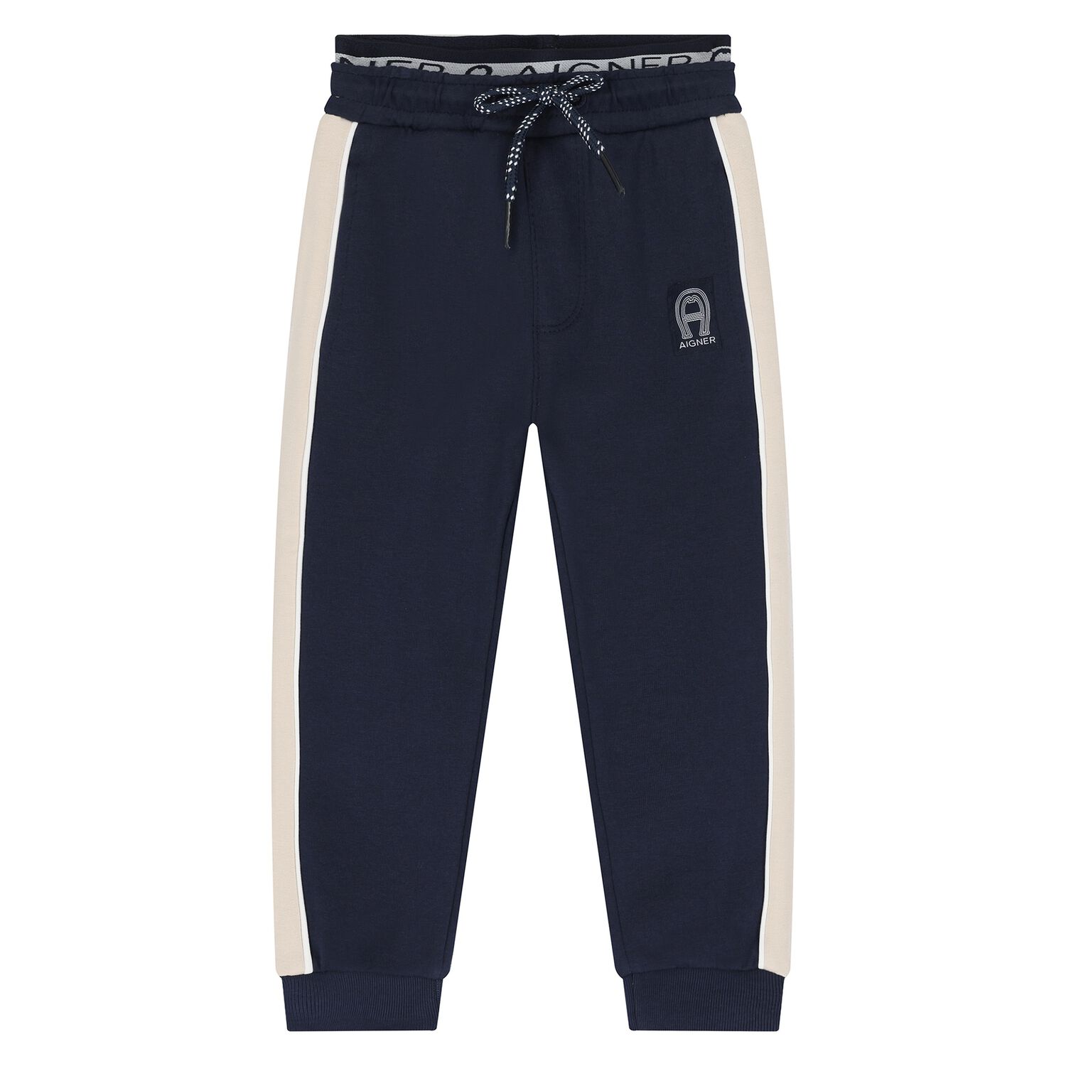 Younger Boys Navy Blue Logo Joggers, 1, hi-res