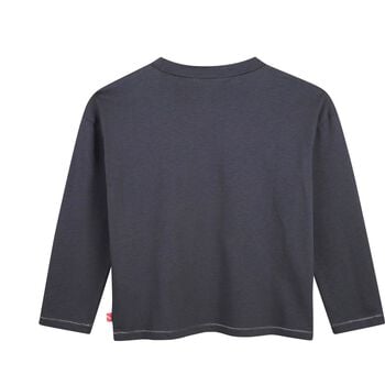 Girls Grey Sequin Heart Long Sleeve Top