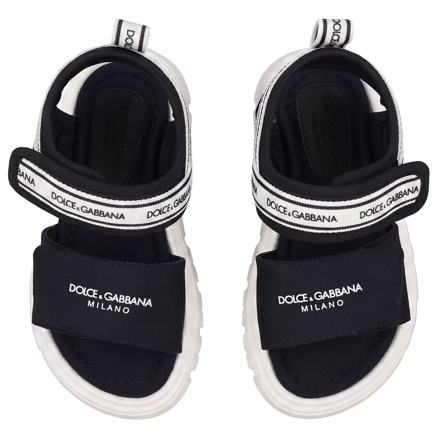 Black & White Younger Logo Velcro Sandals, 1, hi-res
