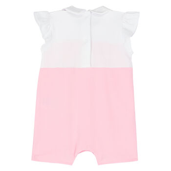 Baby Girls White & Pink Love Romper