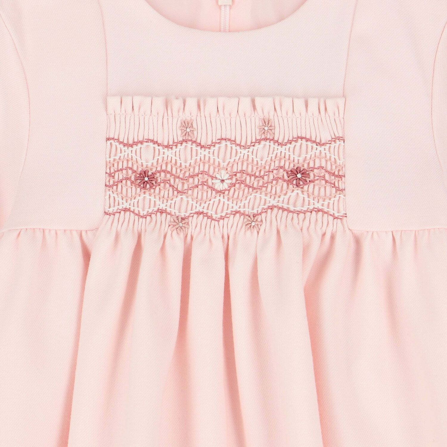 Baby Girls Pink Embroidered Dress, 1, hi-res
