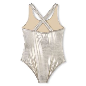 Girls Gold Logo Swimsuit