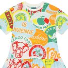 Girls Multi-Coloured Logo Fruits Dress, 1, hi-res