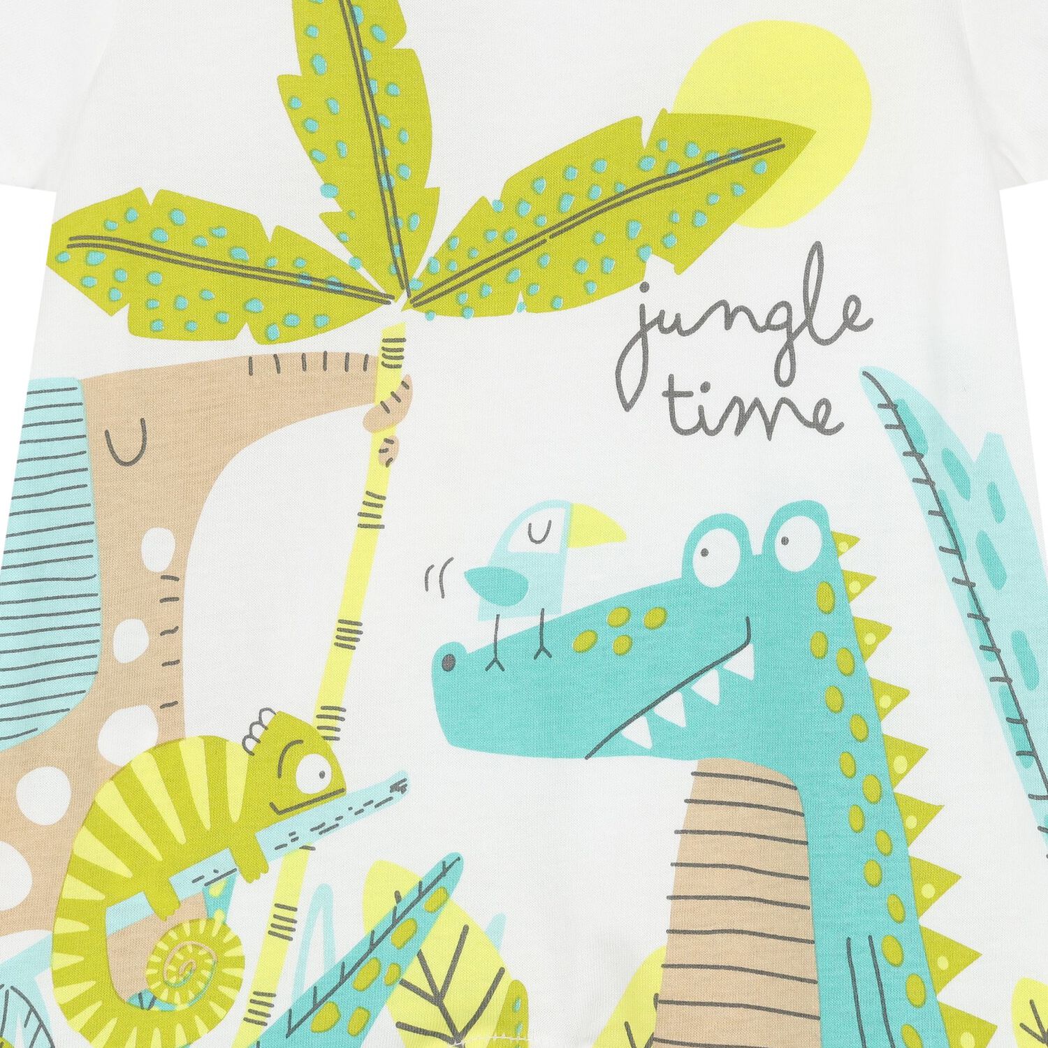 Baby Boys White Jungle Romper, 1, hi-res