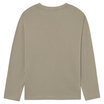 Boys Beige Logo Long Sleeve Top