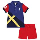 Baby Boys Navy Blue Logo Shorts Set, 1, hi-res