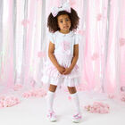 Girls White & Pink Cotton Skirt Set, 1, hi-res