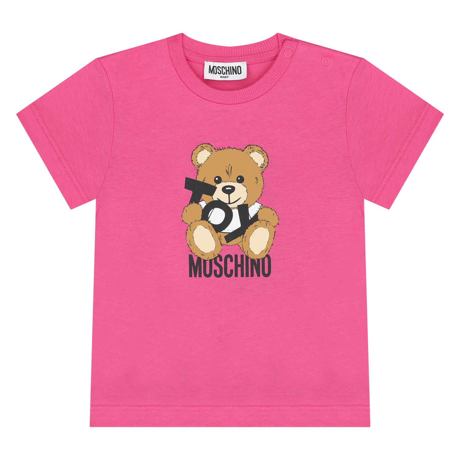 Younger Girls Pink Teddy Bear Logo T-Shirt, 5, hi-res