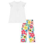 Girls White Flower Leggings Set, 1, hi-res