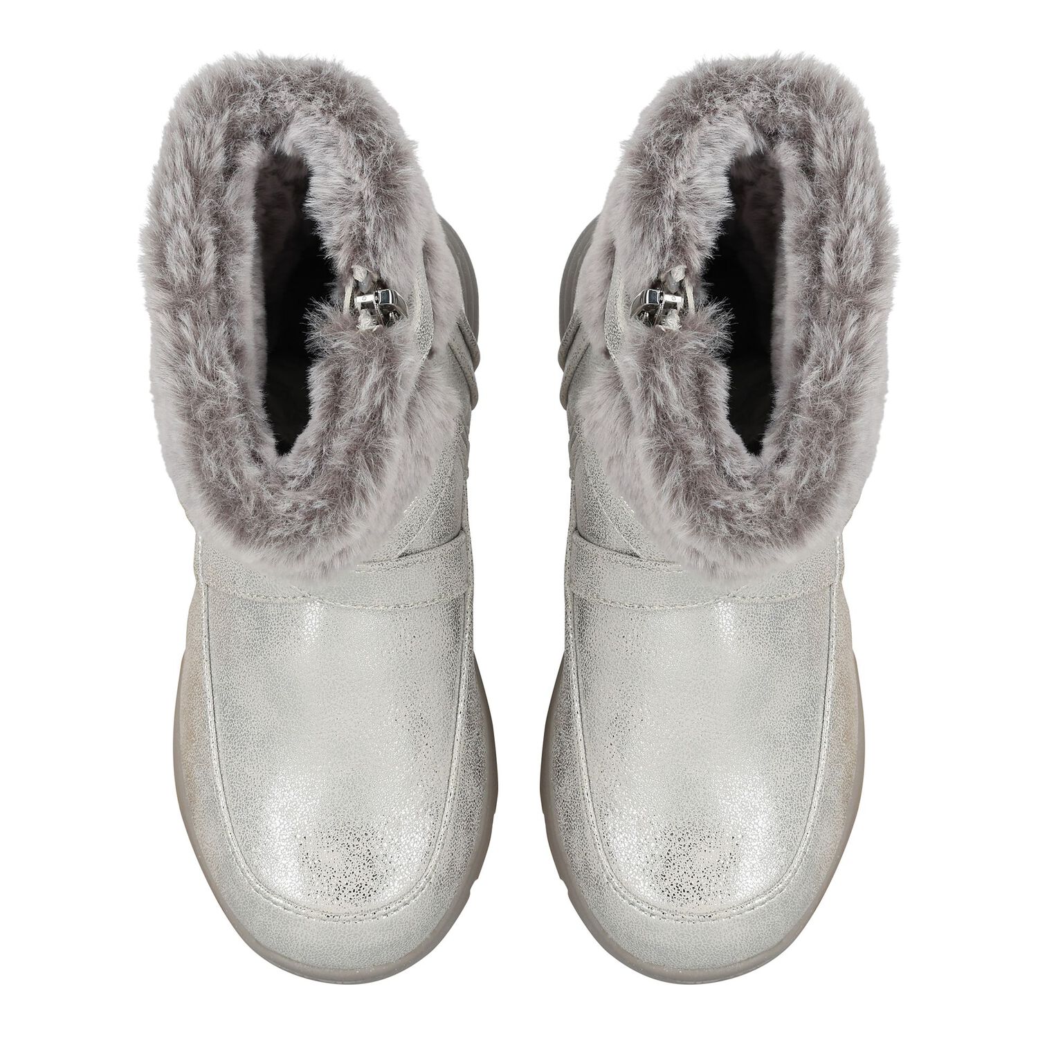 Girls Silver Logo Faux fur Boots, 1, hi-res