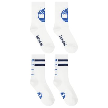 Boys White Logo Socks ( 2-Pack )
