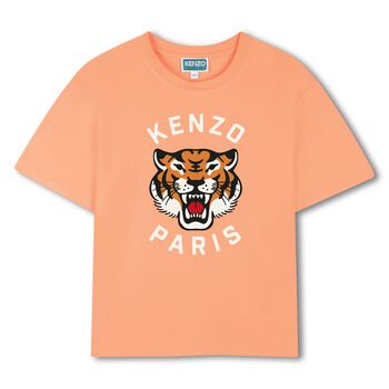 Girls Orange Tiger Logo T-Shirt