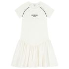 Girls Ivory Logo Dress, 1, hi-res