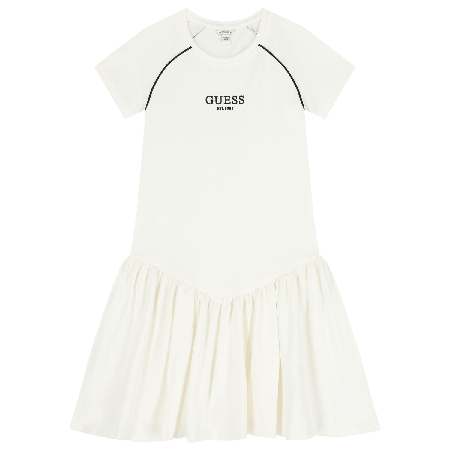 Girls Ivory Logo Dress, 1, hi-res