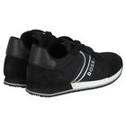 Boys Black & White Logo Trainers, 1, hi-res