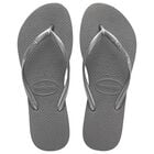 Girls Grey Logo Flip Flops, 1, hi-res