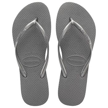 Girls Grey Logo Flip Flops