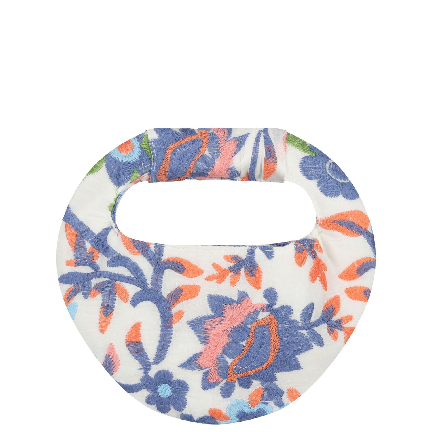 Girls White & Blue Embroidered Floral Handbag , 1, hi-res