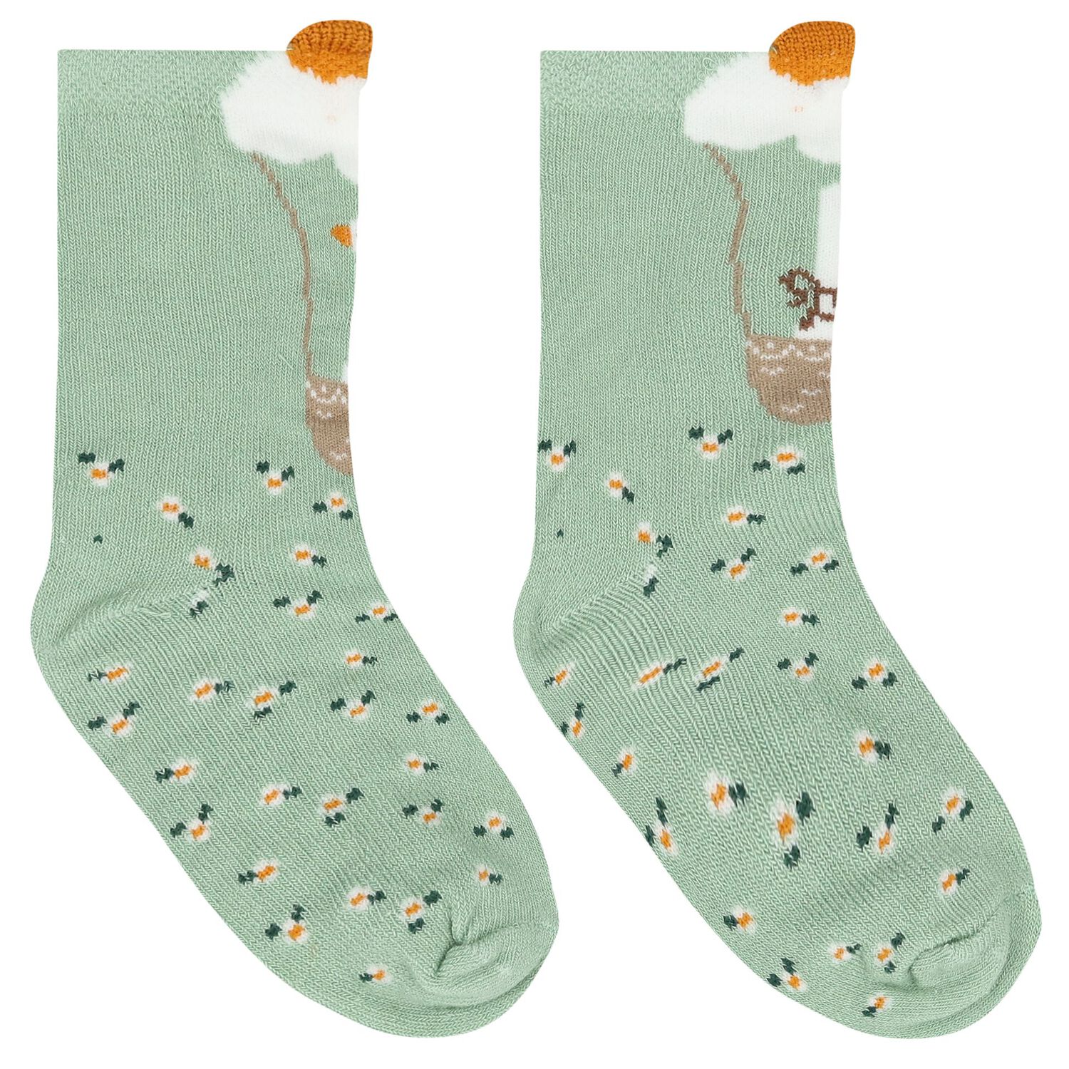 Baby Girls Green & Ivory Socks ( 4-Pack ), 1, hi-res