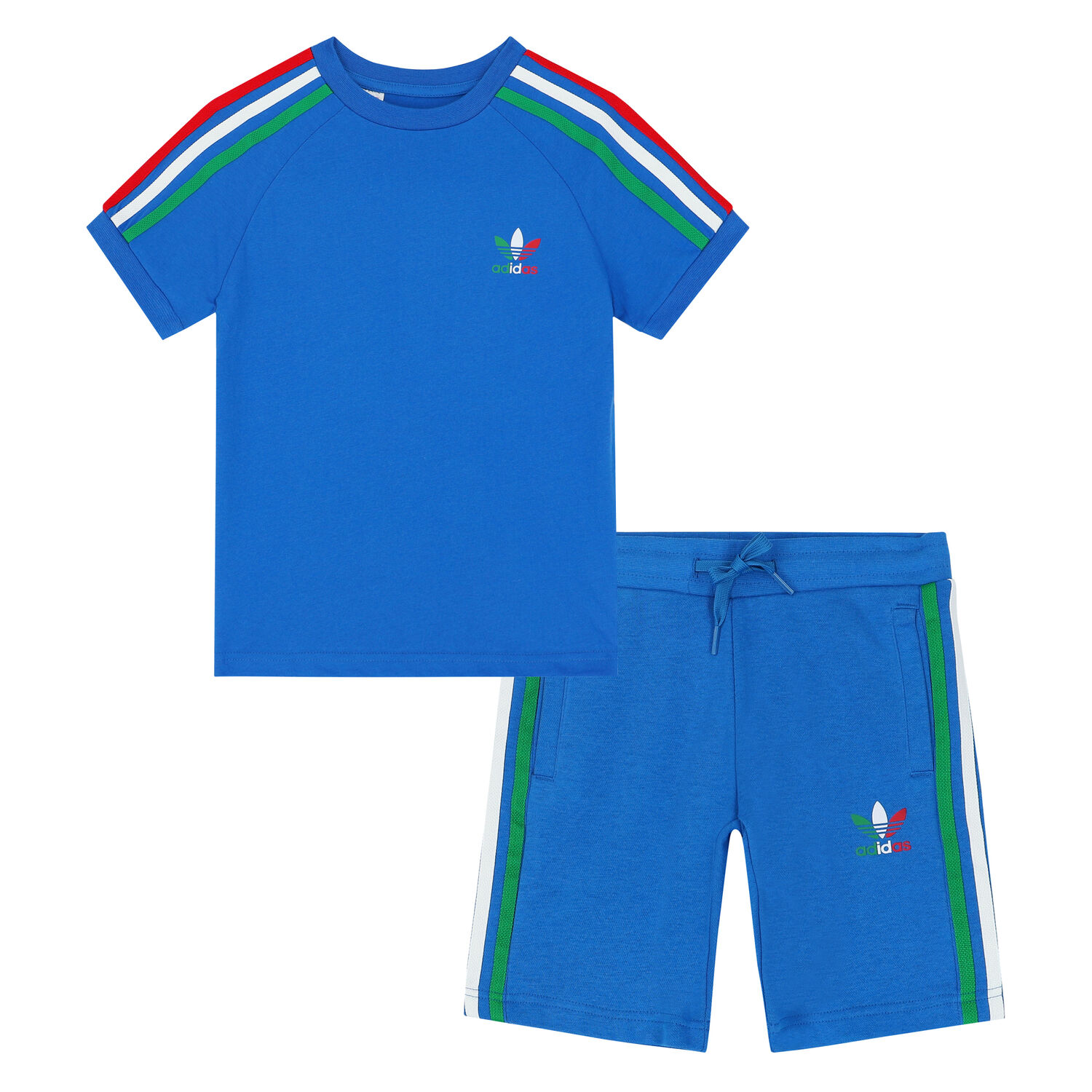 Blue 3-Stripes Logo Shorts Set, 4, hi-res