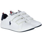 Boys White & Navy Logo Trainers, 2, hi-res