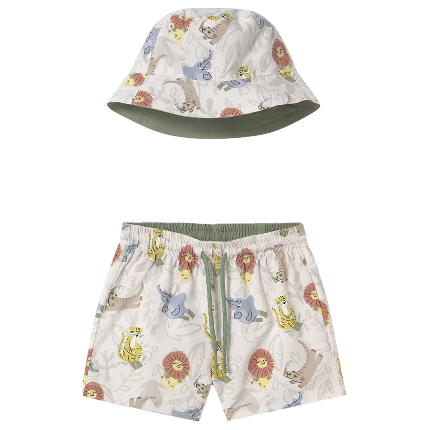 Younger Boys Ivory Swim Shorts & Hat Set, 2, hi-res image number null