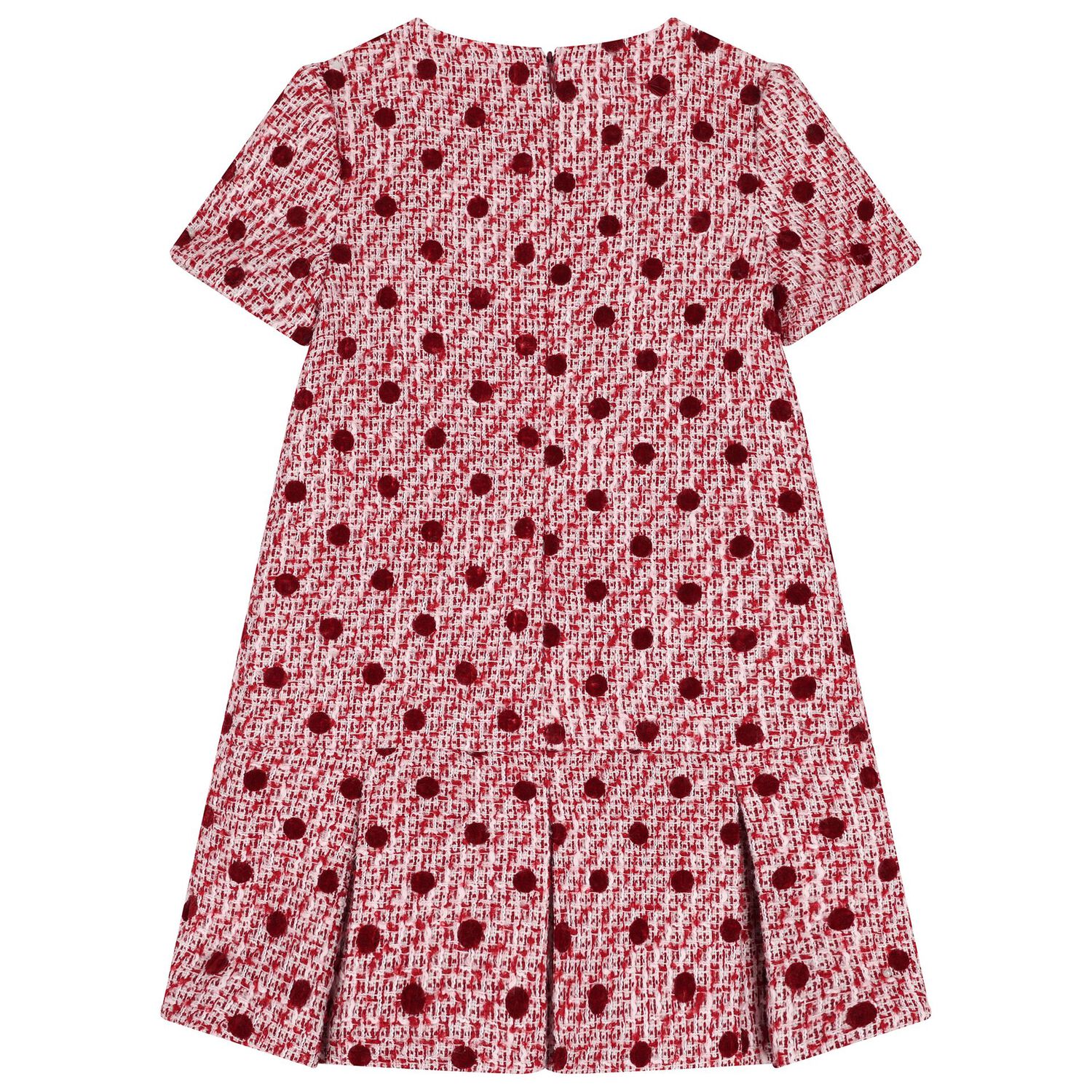 Girls Burgundy & White Tweed Dress, 1, hi-res