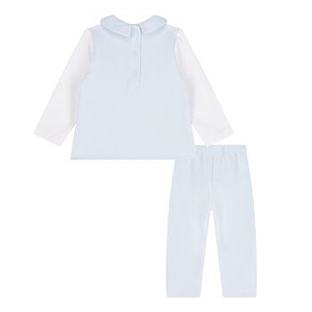 Baby Boys White & Blue Quilted Tracksuit