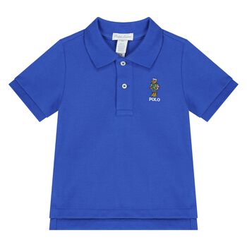 Baby Boys Blue Polo Bear Polo Shirt
