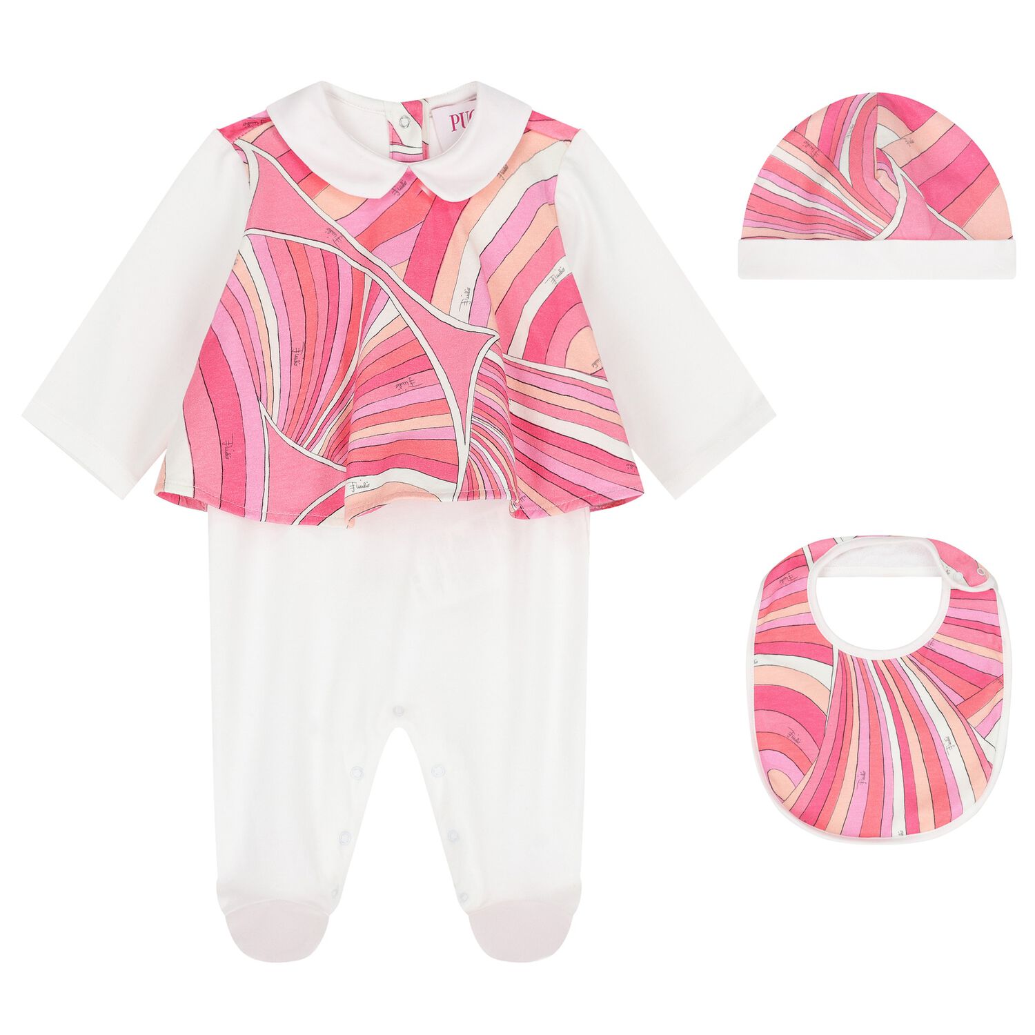 Baby Girls Pink & Ivory Iride Babygrow Gift Set, 1, hi-res
