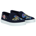Navy Blue Slip-On Trainers, 1, hi-res