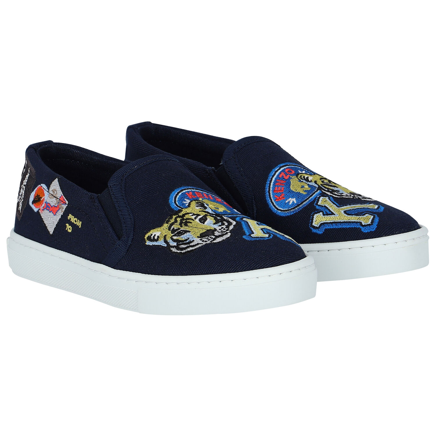 Navy Blue Slip-On Trainers, 1, hi-res