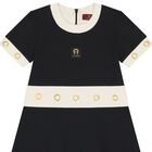 Girls Black Logo Dress, 1, hi-res