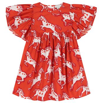 Girls Red Horse Dress
