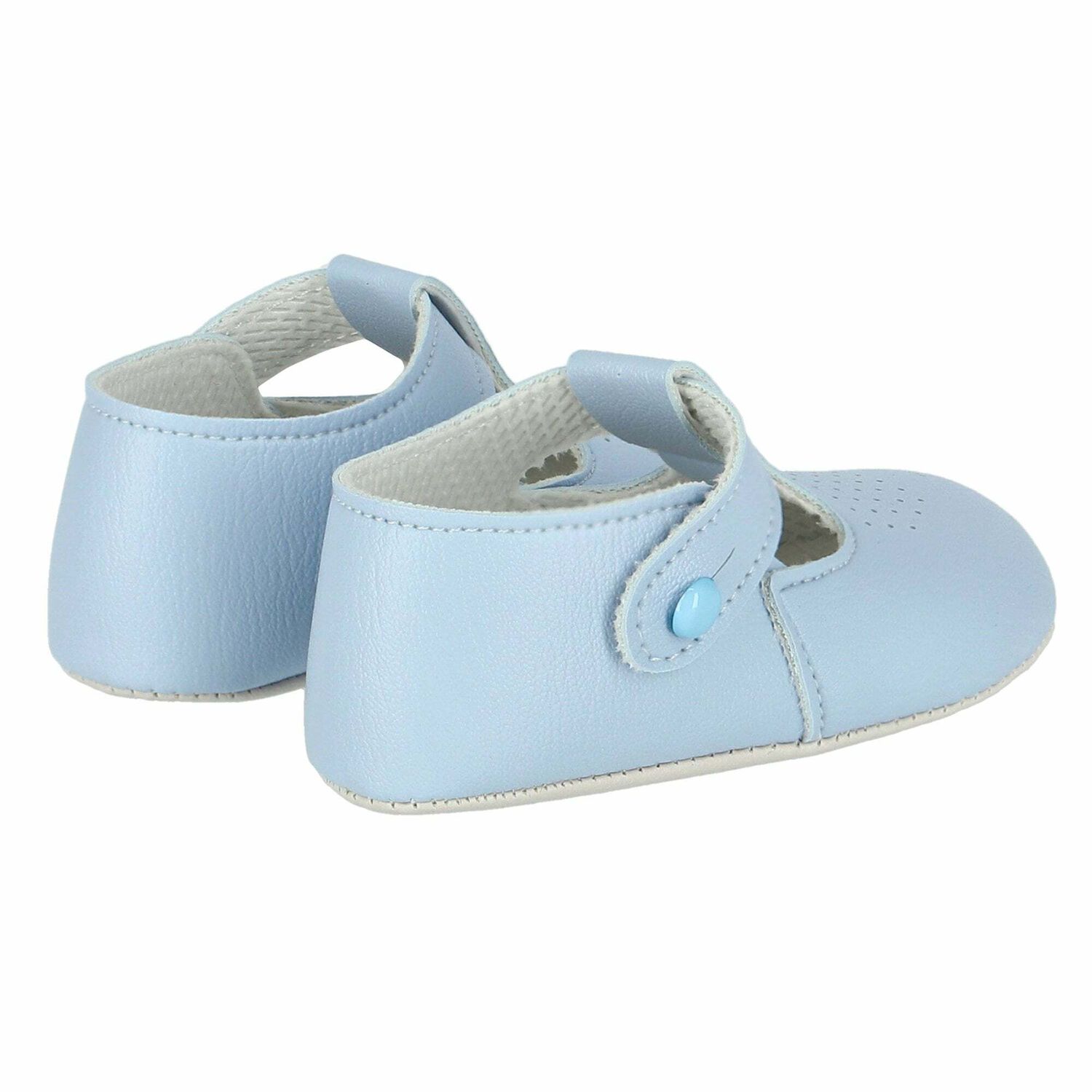 Baby Blue Leather Pre Walker Shoes , 3, hi-res image number null