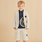 Boys Beige Logo Shorts, 1, hi-res