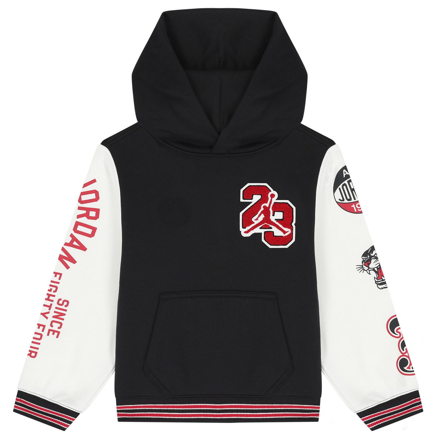 Boys Black & White Jordan Hooded Top, 1, hi-res