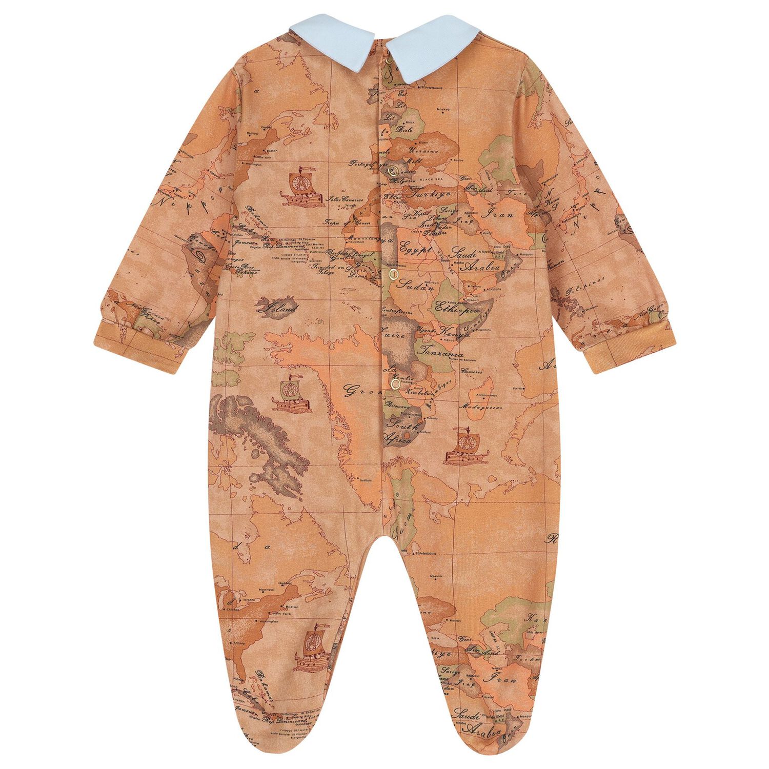 Baby Boys Beige & Blue Geo Map Babygrow Gift Set, 1, hi-res