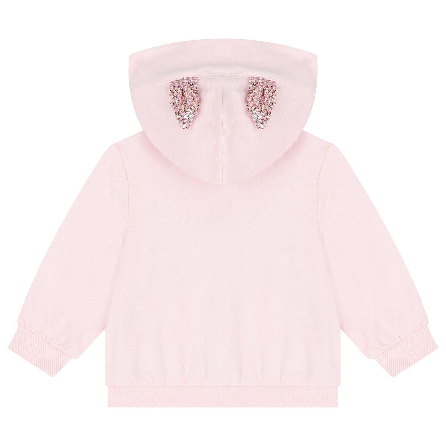 Younger Girls Pink Sequin Hooded Zip Up Top, 1, hi-res