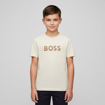 Boys Beige Logo T-Shirt