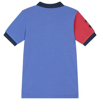 Boys Blue & Red Piqué Big Pony Polo Shirt