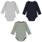 Baby Boys Navy, Grey & Green Logo Bodsuits (3-Pack), 2, hi-res