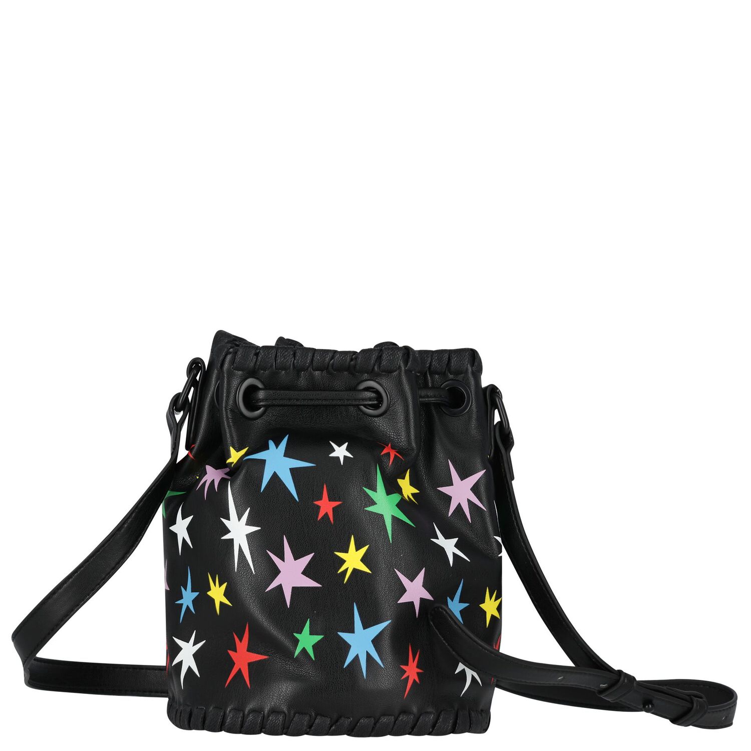 Girls Black Stars Faux Leather Bag, 1, hi-res image number null