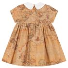 Younger Girls Beige Geo Map Dress Set, 2, hi-res