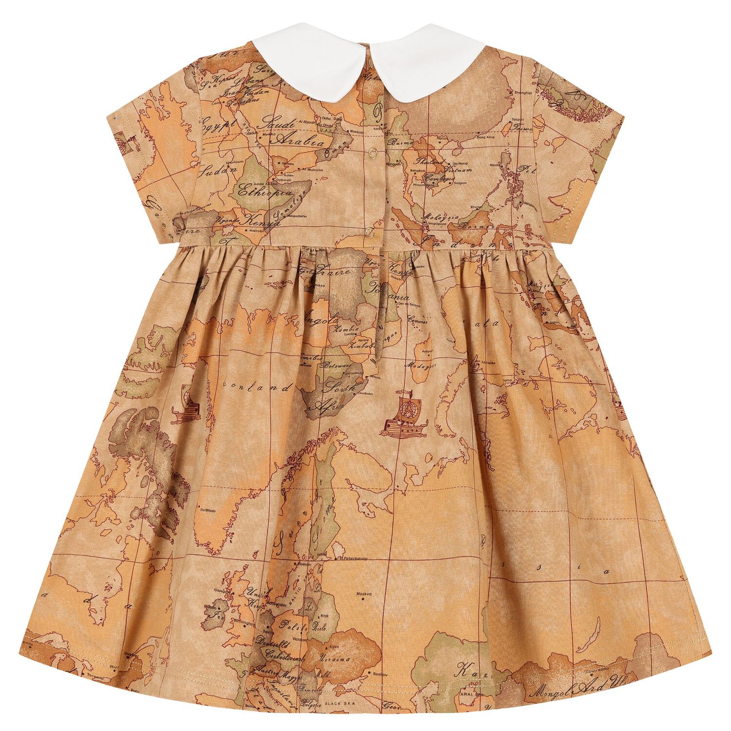 Younger Girls Beige Geo Map Dress Set, 2, hi-res