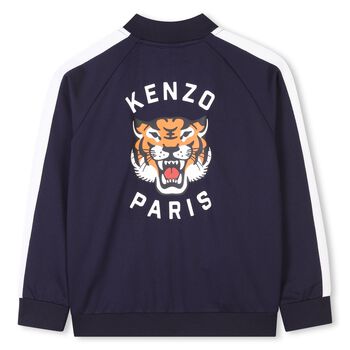 Navy Blue Tiger Logo Zip Up Top