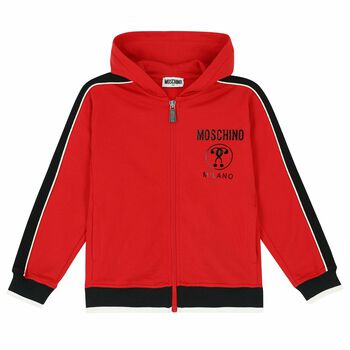 Boys Red Logo Zip Up Top