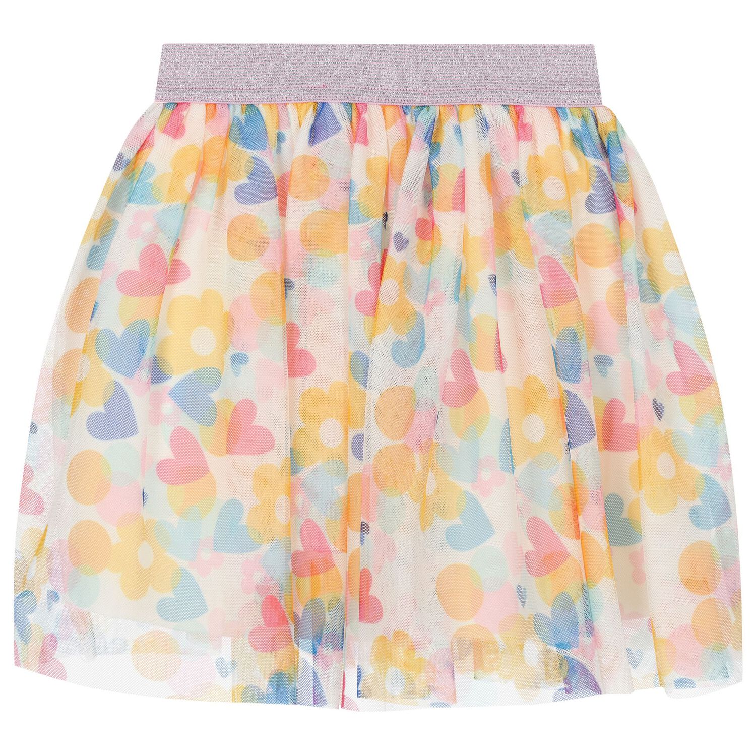 Girls Multi-Coloured Heart Tulle Skirt, 1, hi-res image number null